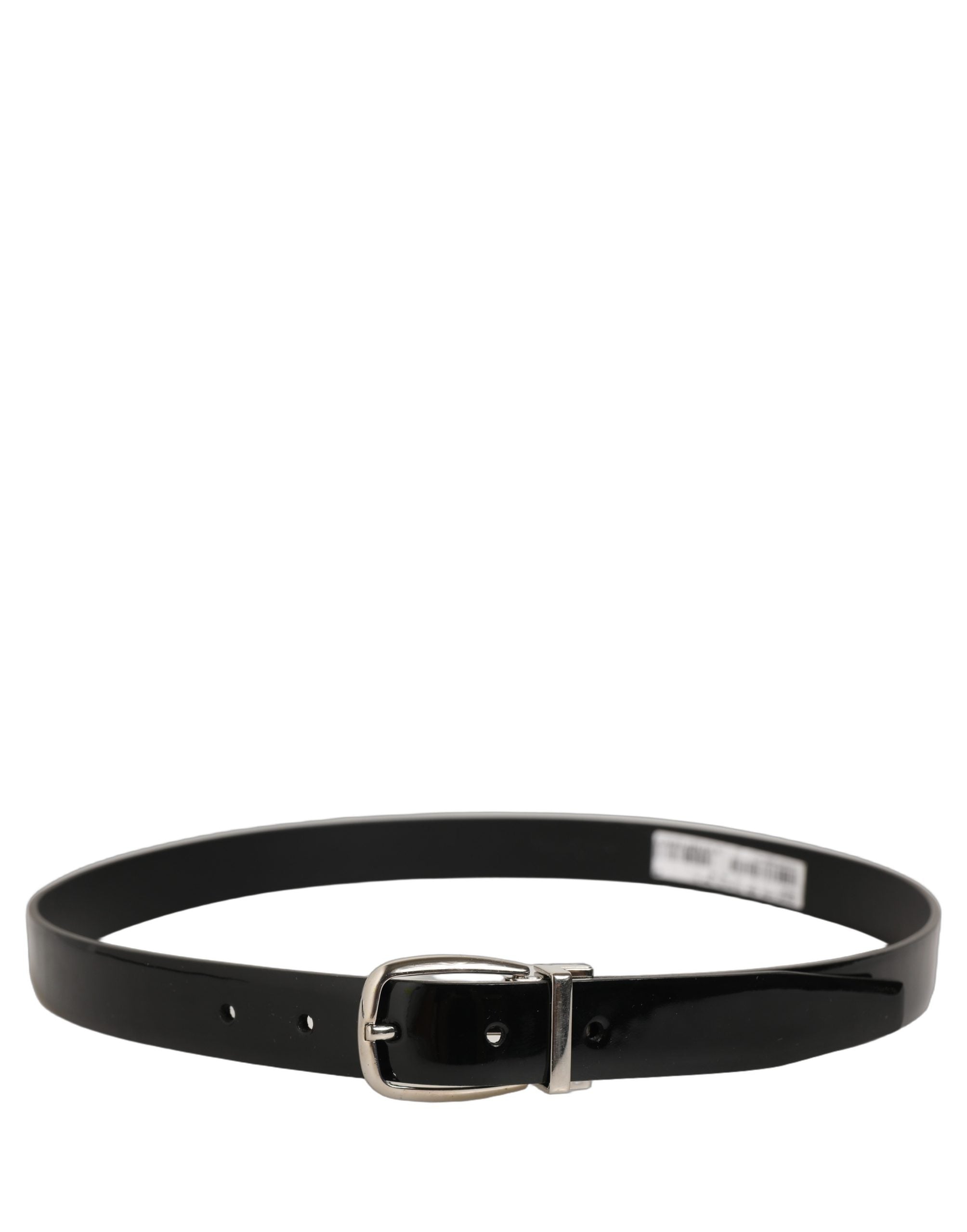 Dolce & Gabbana Black Classic Leather Silver Tone Buckle Belt
