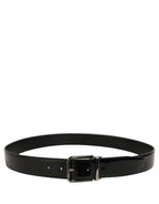 Dolce & Gabbana Black Patent Leather Silver Metal Buckle Belt