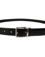 Dolce & Gabbana Black Leather Silver Tone Metal Buckle Belt