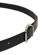Dolce & Gabbana Black Leather Silver Tone Metal Buckle Belt