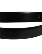 Dolce & Gabbana Black Leather Silver Tone Metal Buckle Belt