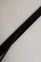 Dolce & Gabbana Black Leather Silver Tone Metal Buckle Belt