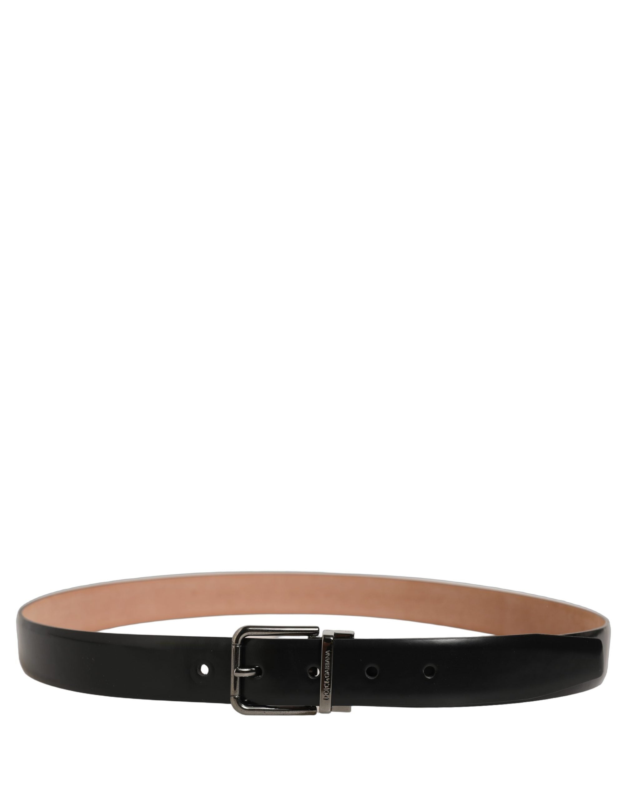 Dolce & Gabbana Black Calf Leather Silver Metal Buckle Belt