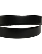 Dolce & Gabbana Black Calf Leather Silver Metal Buckle Belt