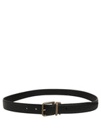 Dolce & Gabbana Men Black Calf Leather Gold Metal Buckle Belt