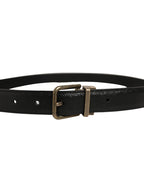 Dolce & Gabbana Men Black Calf Leather Gold Metal Buckle Belt