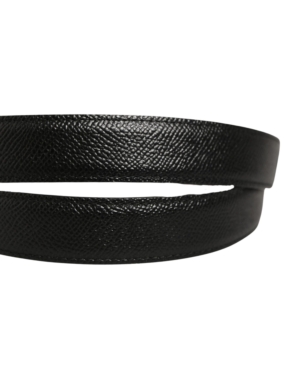 Dolce & Gabbana Men Black Calf Leather Gold Metal Buckle Belt
