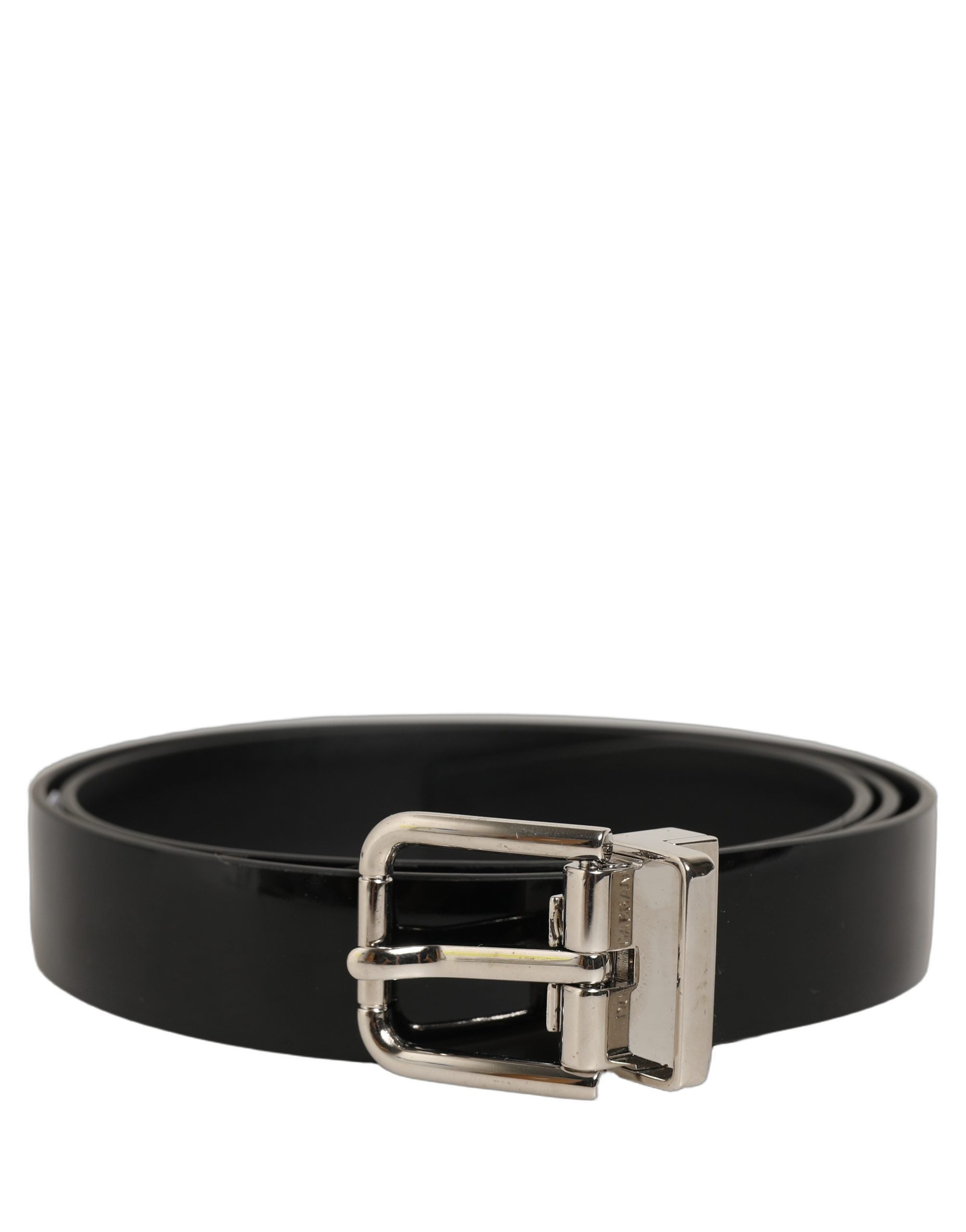 Dolce & Gabbana Black Classic Leather Silver Tone Buckle Belt
