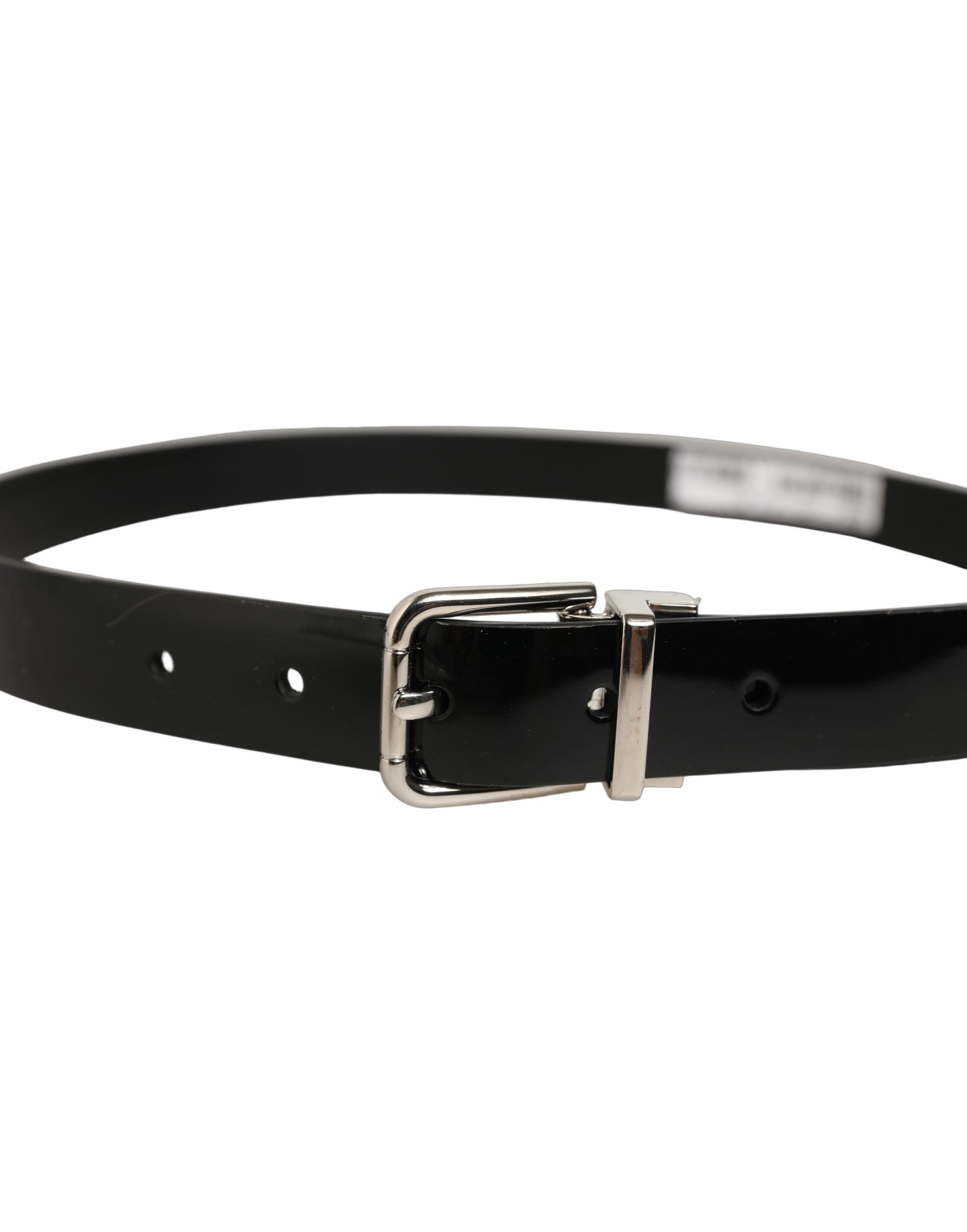 Dolce & Gabbana Black Classic Leather Silver Tone Buckle Belt
