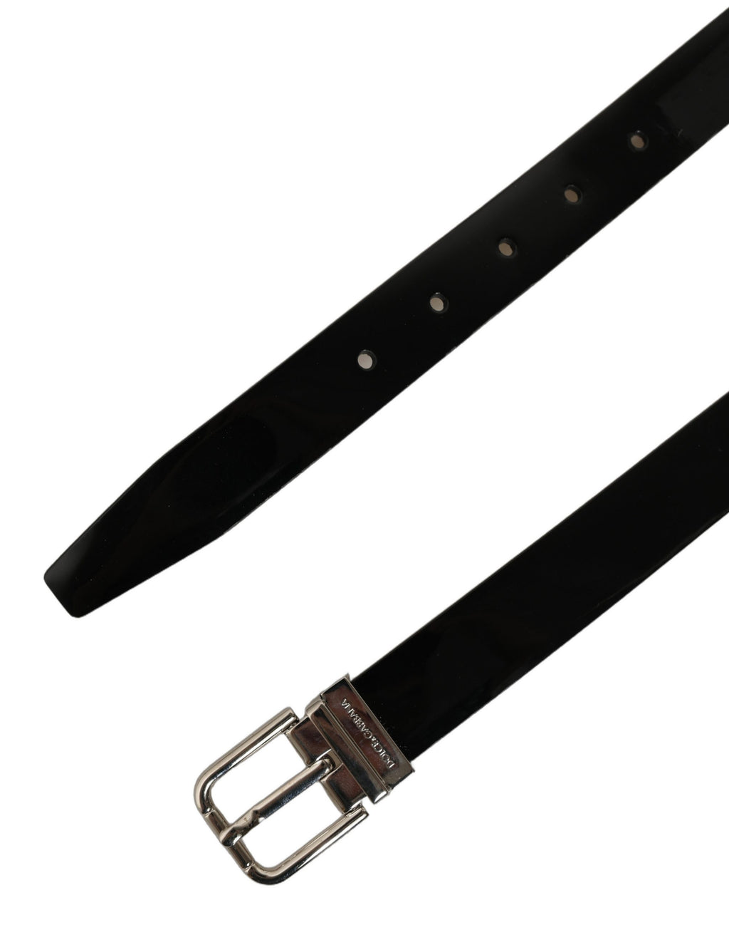 Dolce & Gabbana Black Classic Leather Silver Tone Buckle Belt