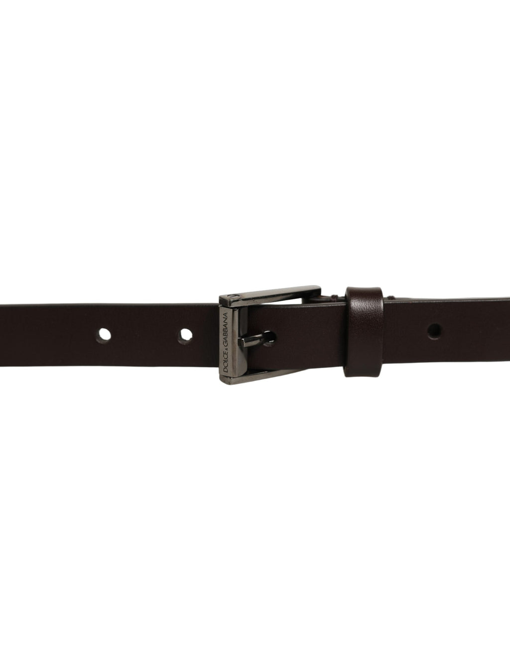 Dolce & Gabbana Brown Leather Double Wrap Metal Buckle Belt
