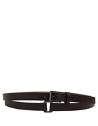 Dolce & Gabbana Brown Leather Double Wrap Metal Buckle Belt