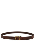Dolce & Gabbana Brown Leather Gold Tone Metal Buckle Belt
