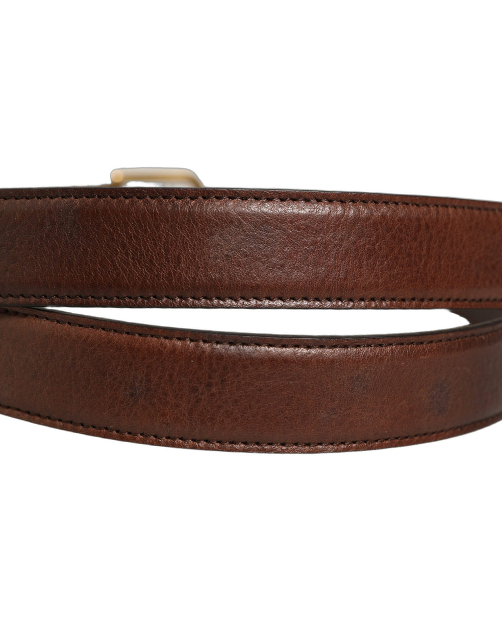 Dolce & Gabbana Brown Leather Gold Tone Metal Buckle Belt