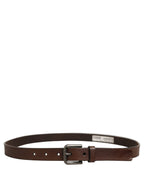 Dolce & Gabbana Brown Leather Silver Tone Metal Buckle Belt