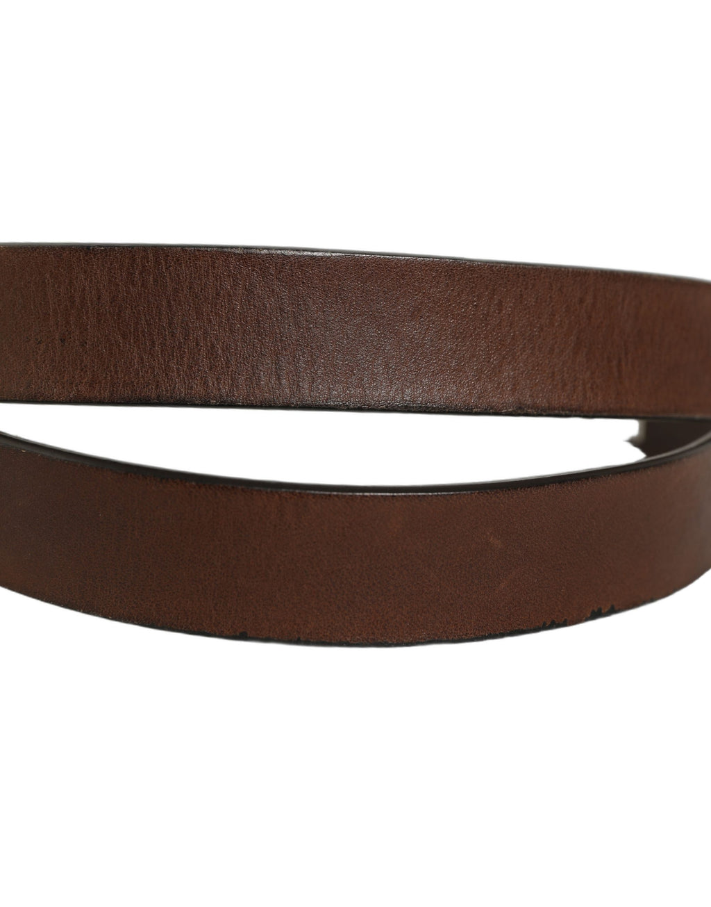 Dolce & Gabbana Brown Leather Silver Tone Metal Buckle Belt