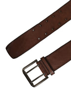 Dolce & Gabbana Belt Brown Leather Double Prong Metal Buckle