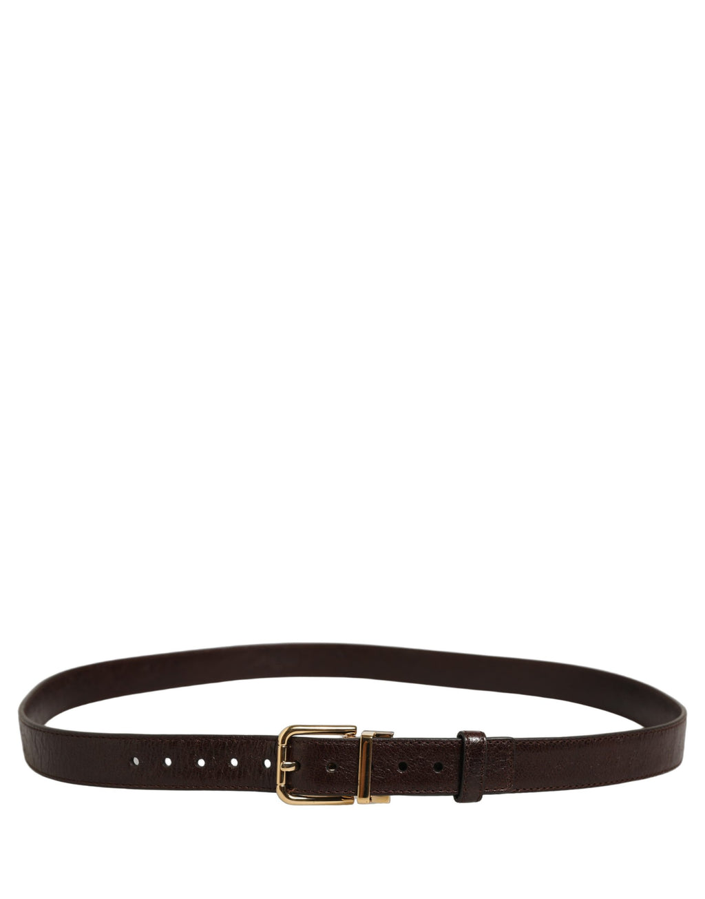 Dolce & Gabbana Men Brown Leather Gold Tone Metal Buckle Belt