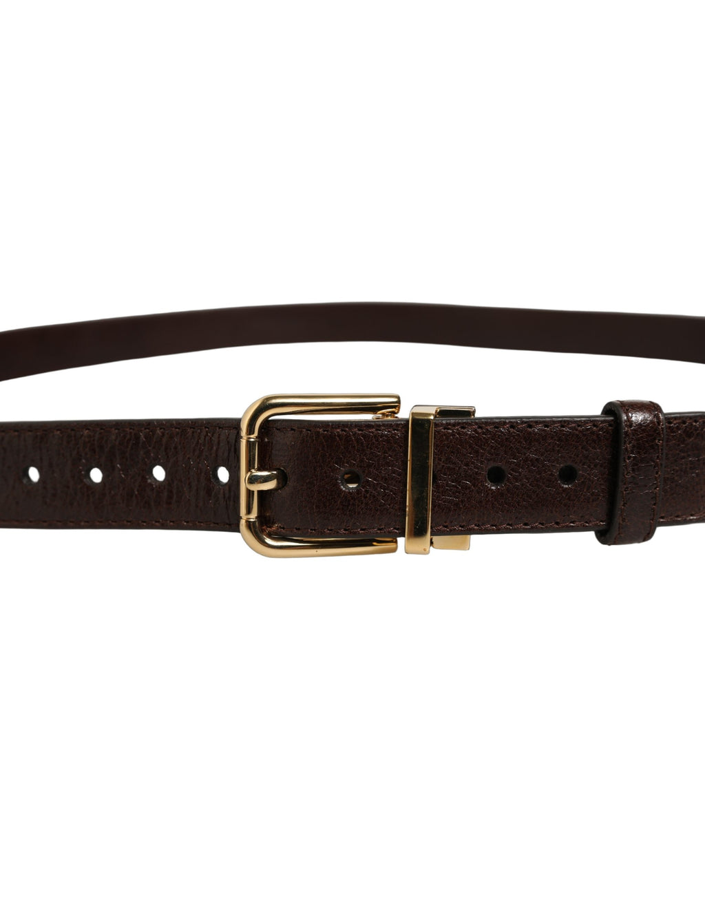 Dolce & Gabbana Men Brown Leather Gold Tone Metal Buckle Belt