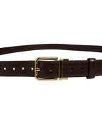 Dolce & Gabbana Men Brown Leather Gold Tone Metal Buckle Belt