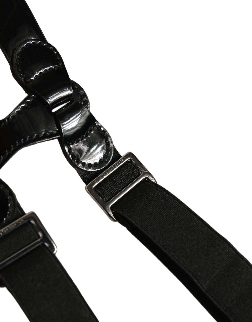 Dolce & Gabbana Black Adjustable Silver Metal Clips Suspenders