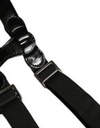 Dolce & Gabbana Black Adjustable Silver Metal Clips Suspenders