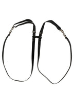 Dolce & Gabbana Black Adjustable Silver Metal Clips Suspenders