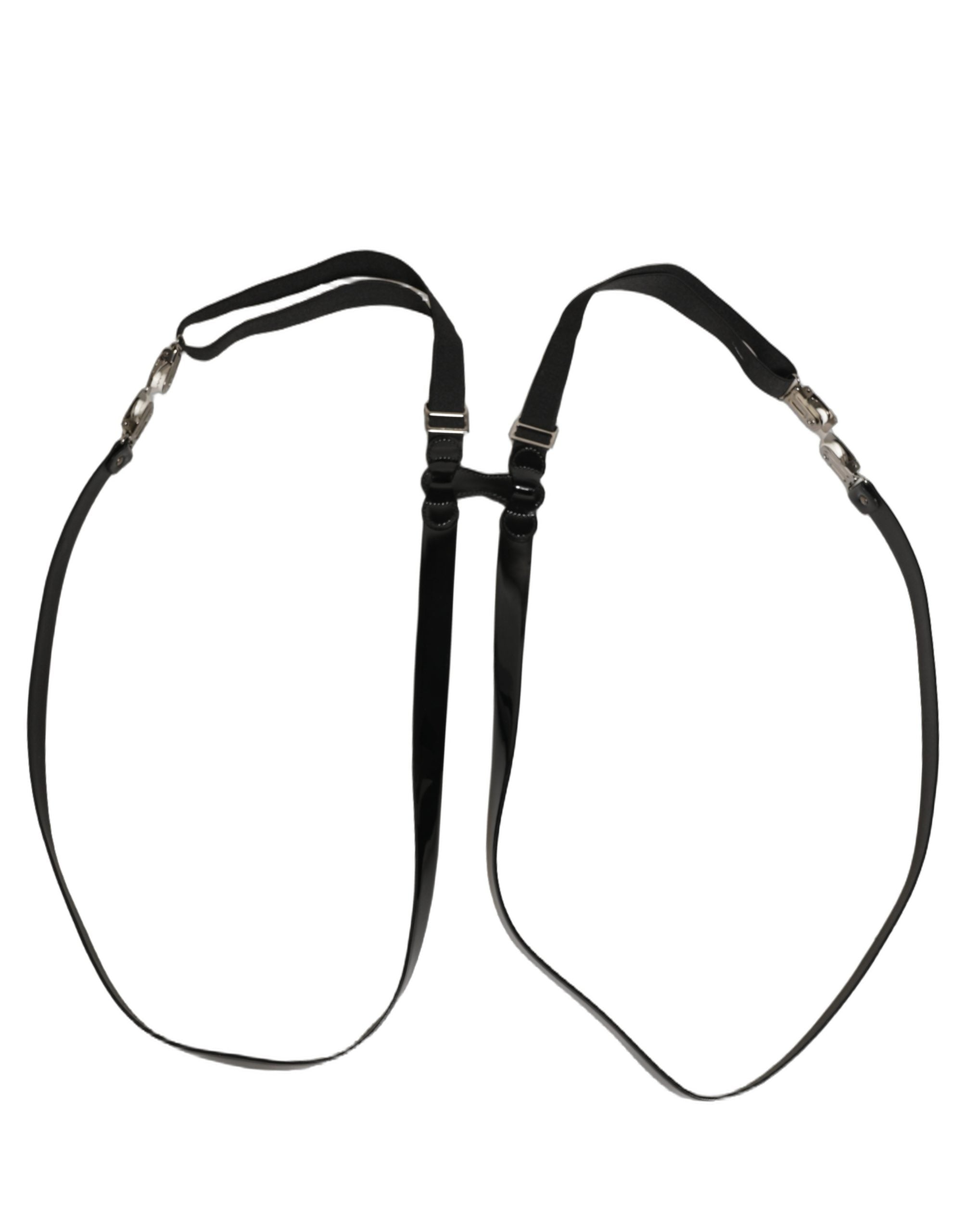 Dolce & Gabbana Black Adjustable Silver Metal Clips Suspenders