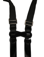 Dolce & Gabbana Black Adjustable Silver Metal Clips Suspenders