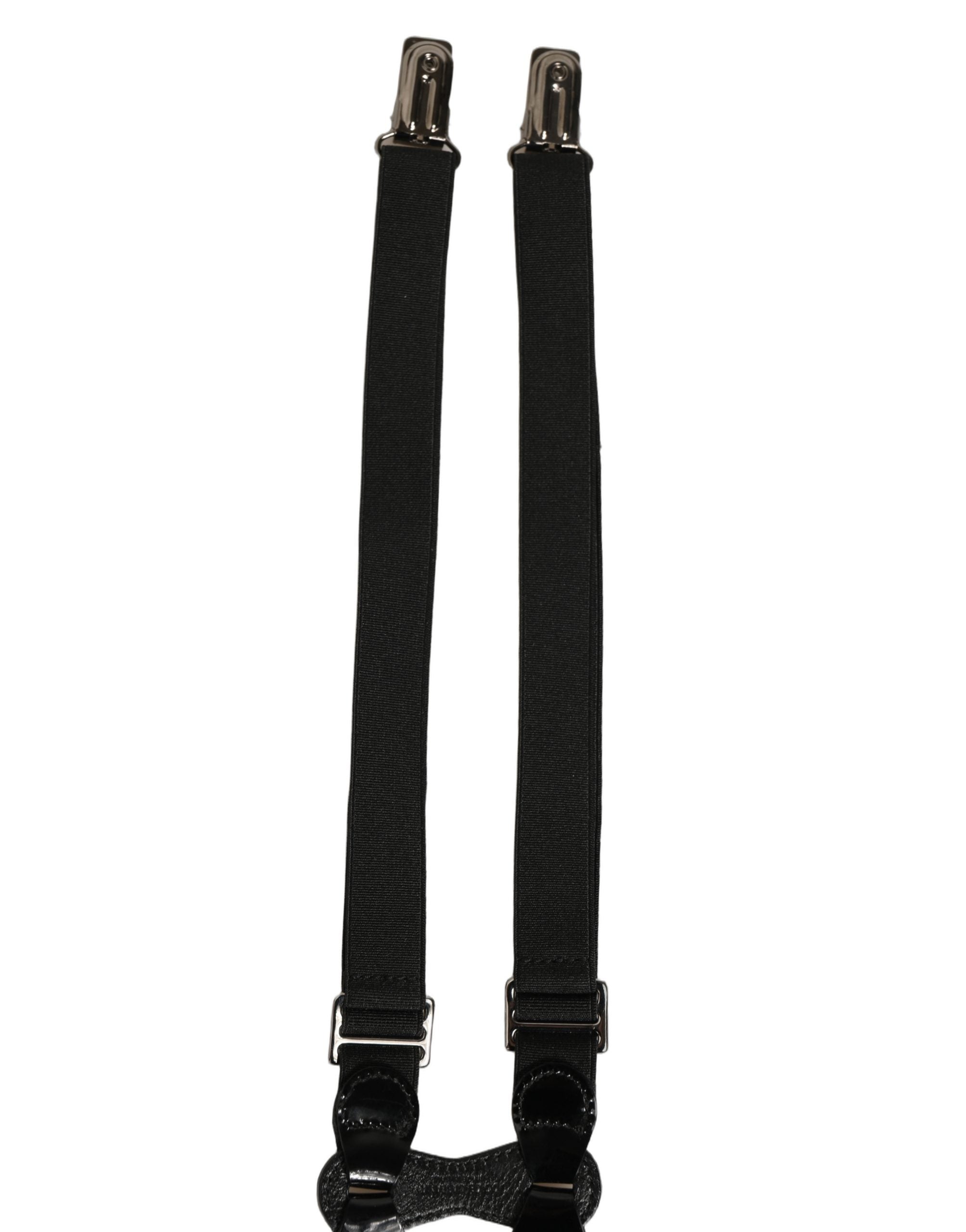 Dolce & Gabbana Black Adjustable Silver Metal Clips Suspenders