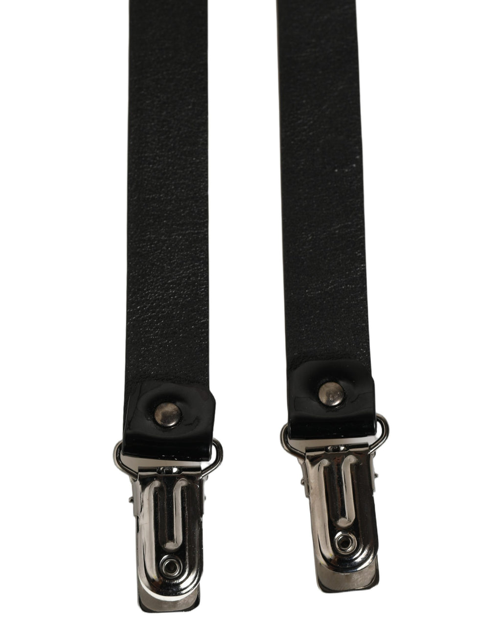 Dolce & Gabbana Black Adjustable Silver Metal Clips Suspenders