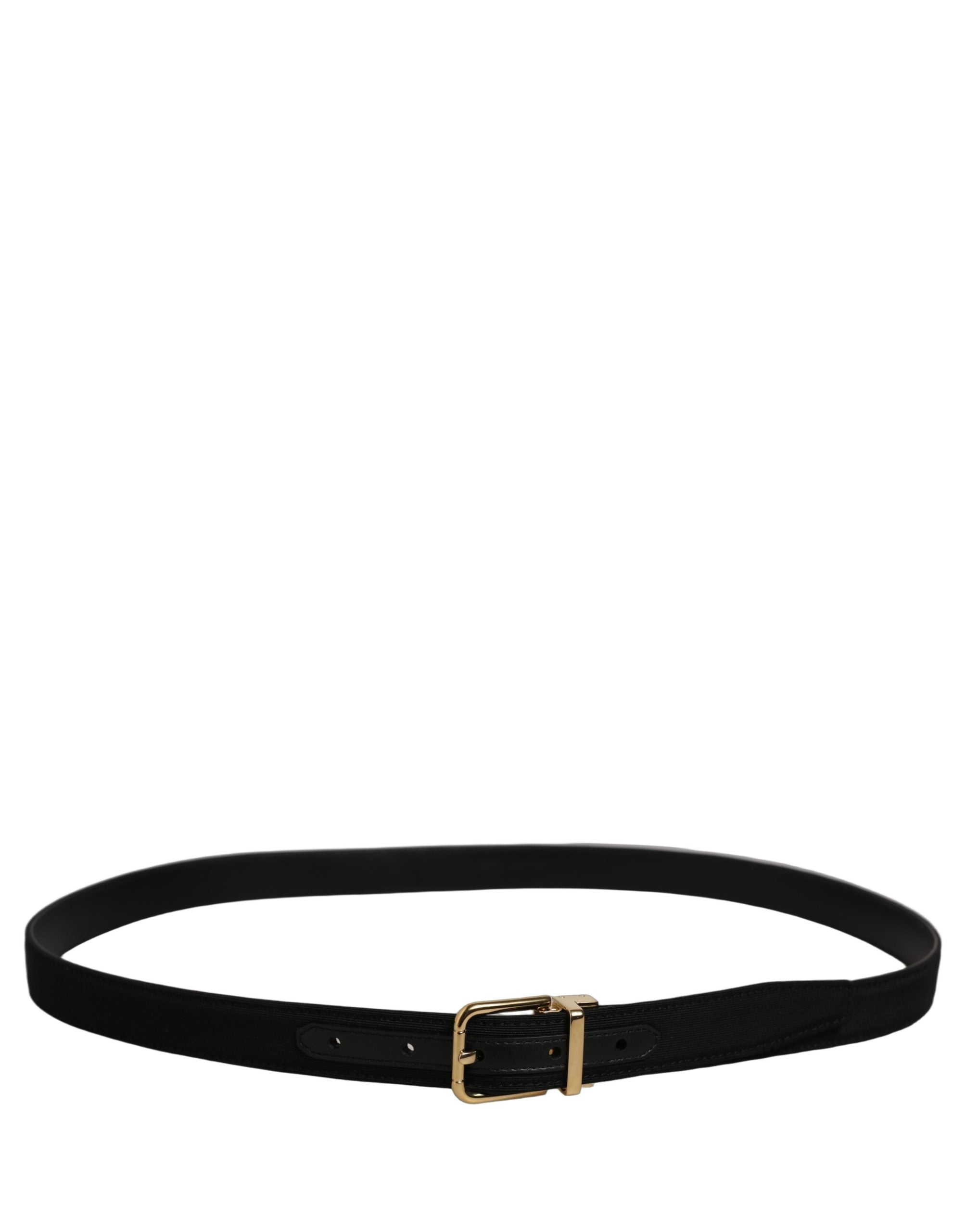 Dolce & Gabbana Black Canvas Leather Gold Metal Buckle Belt