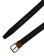 Dolce & Gabbana Black Canvas Leather Gold Metal Buckle Belt