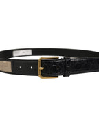 Dolce & Gabbana Beige Black Woven Leather Metal Buckle Belt