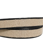 Dolce & Gabbana Beige Black Woven Leather Metal Buckle Belt