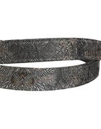 Dolce & Gabbana Silver Black Floral Jacquard Metal Buckle Belt