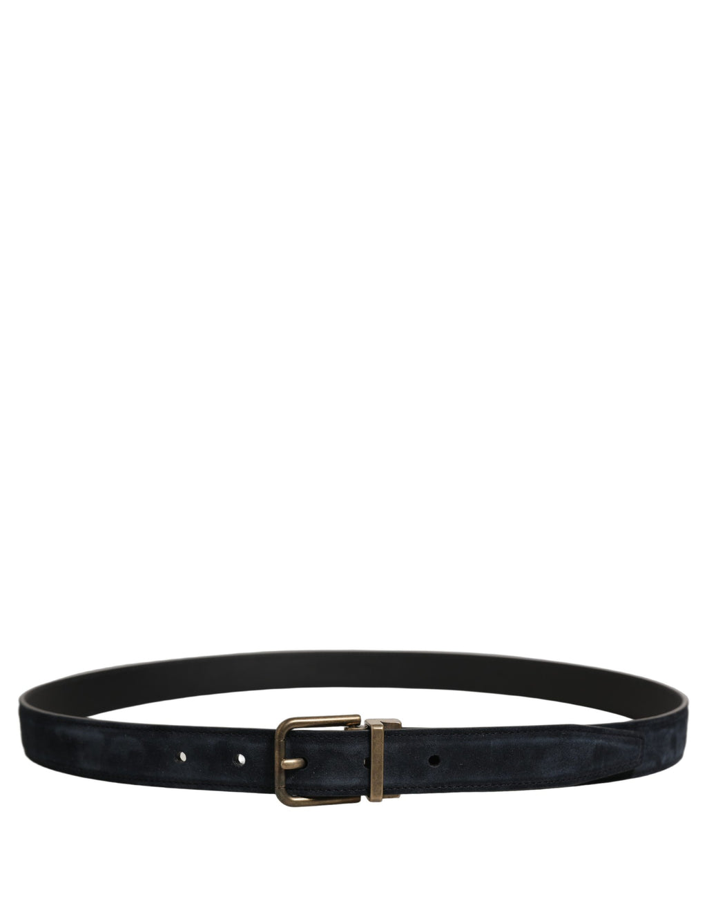 Dolce & Gabbana Men Black Leather Gold Tone Metal Buckle Belt