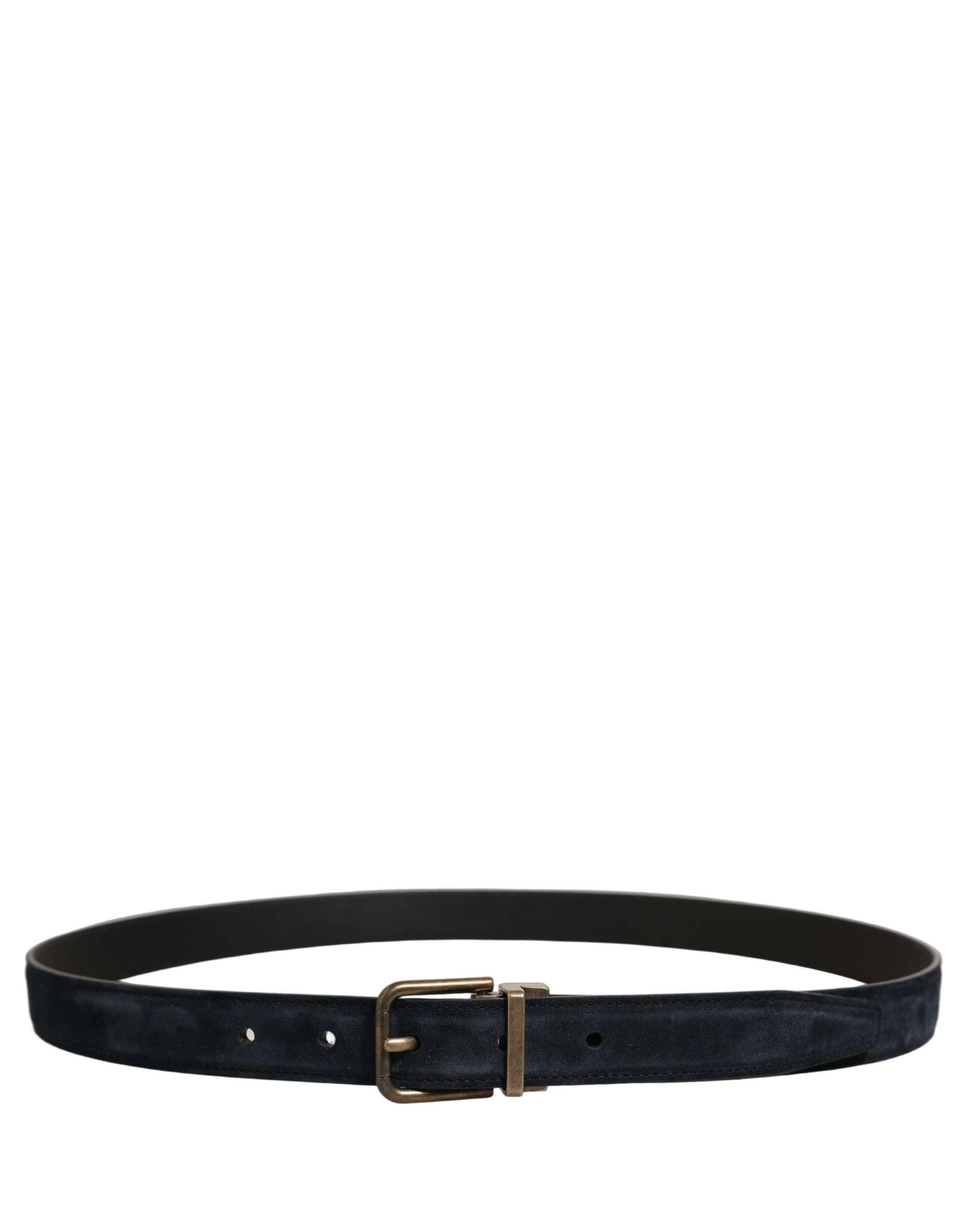 Dolce & Gabbana Men Black Leather Gold Tone Metal Buckle Belt