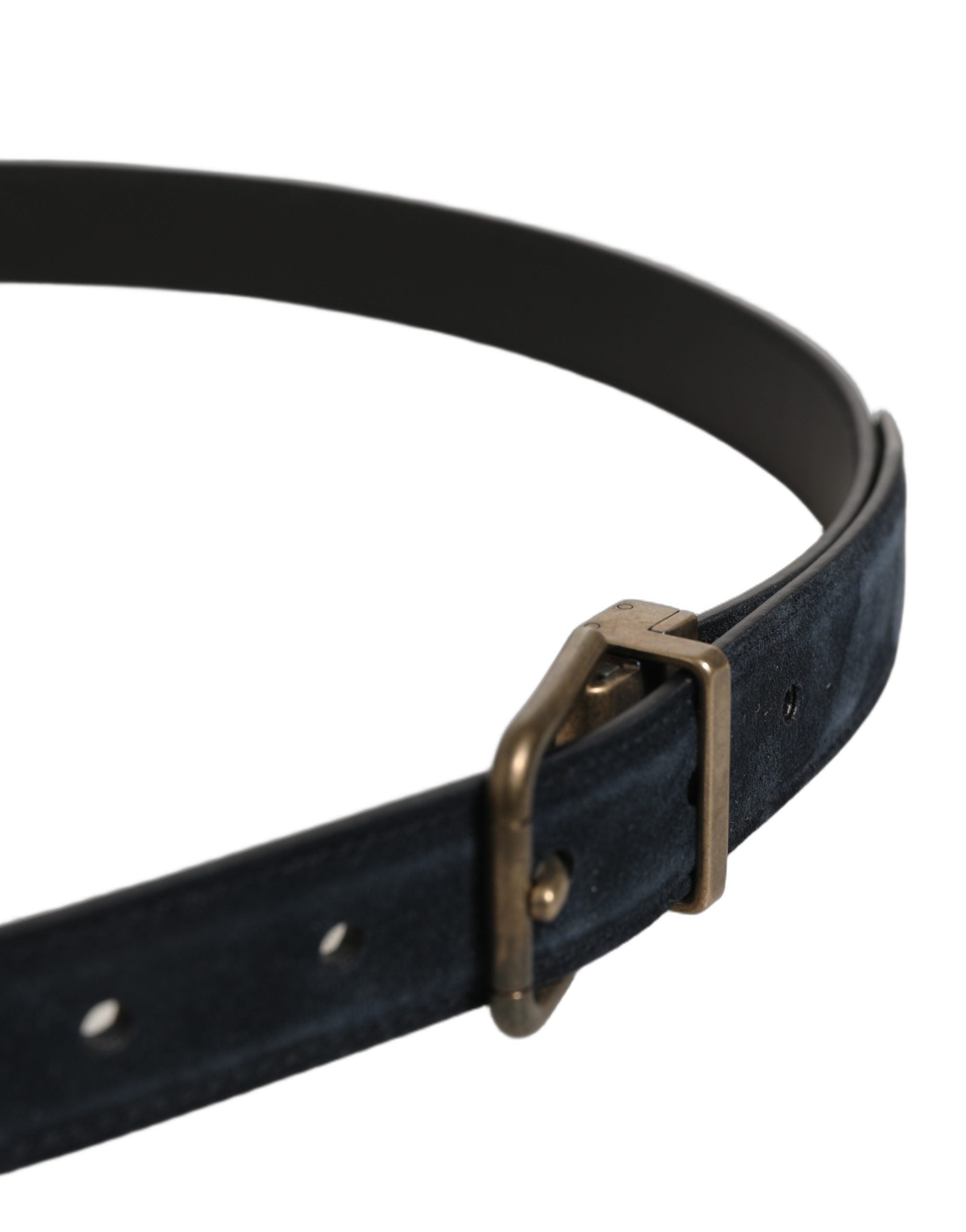 Dolce & Gabbana Men Black Leather Gold Tone Metal Buckle Belt