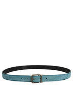 Dolce & Gabbana Men Blue Suede Gold Tone Metal Buckle Belt