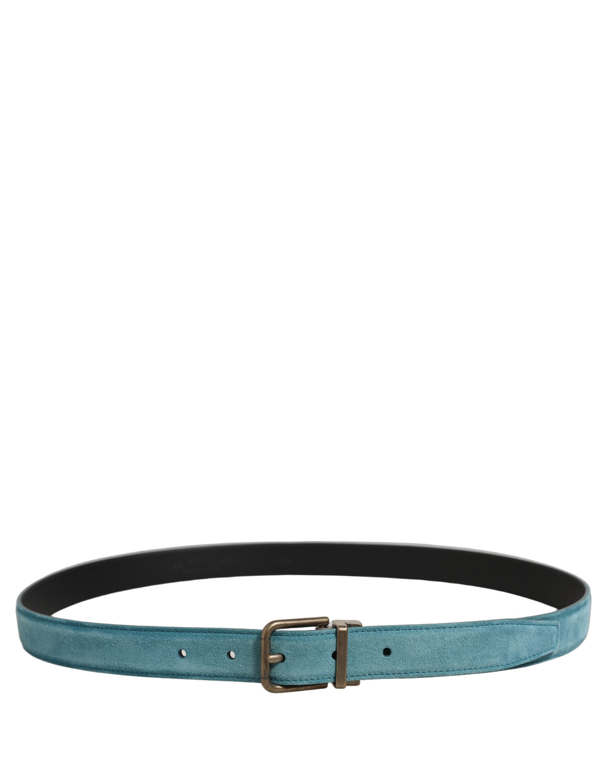 Dolce & Gabbana Men Blue Suede Gold Tone Metal Buckle Belt