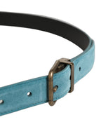 Dolce & Gabbana Men Blue Suede Gold Tone Metal Buckle Belt