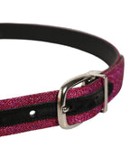 Dolce & Gabbana Men Fuchsia Glitter Silver Metal Buckle Belt
