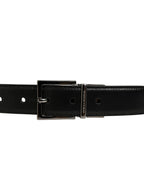 Dolce & Gabbana Black Classic Leather Silver Tone Buckle Belt