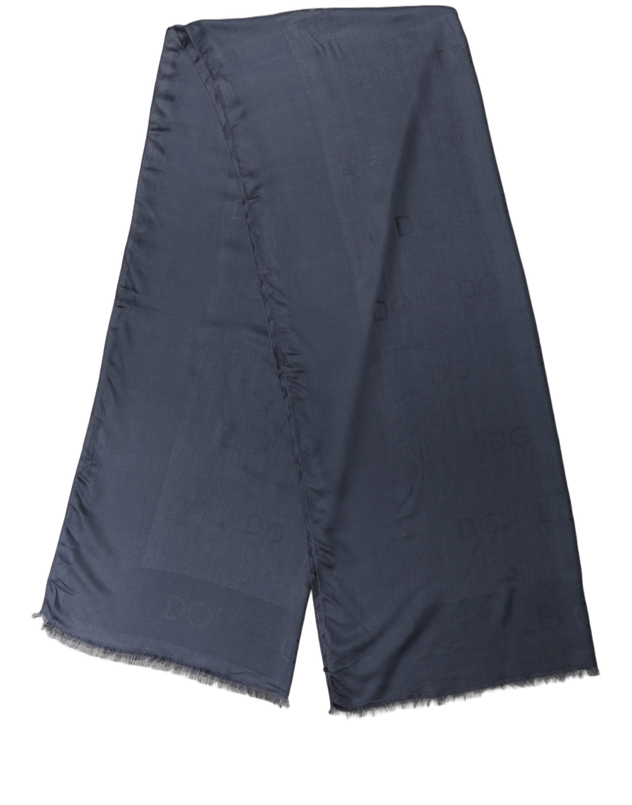 Dolce & Gabbana Dark Blue Modal Frayed Edge Lace Stole Scarf