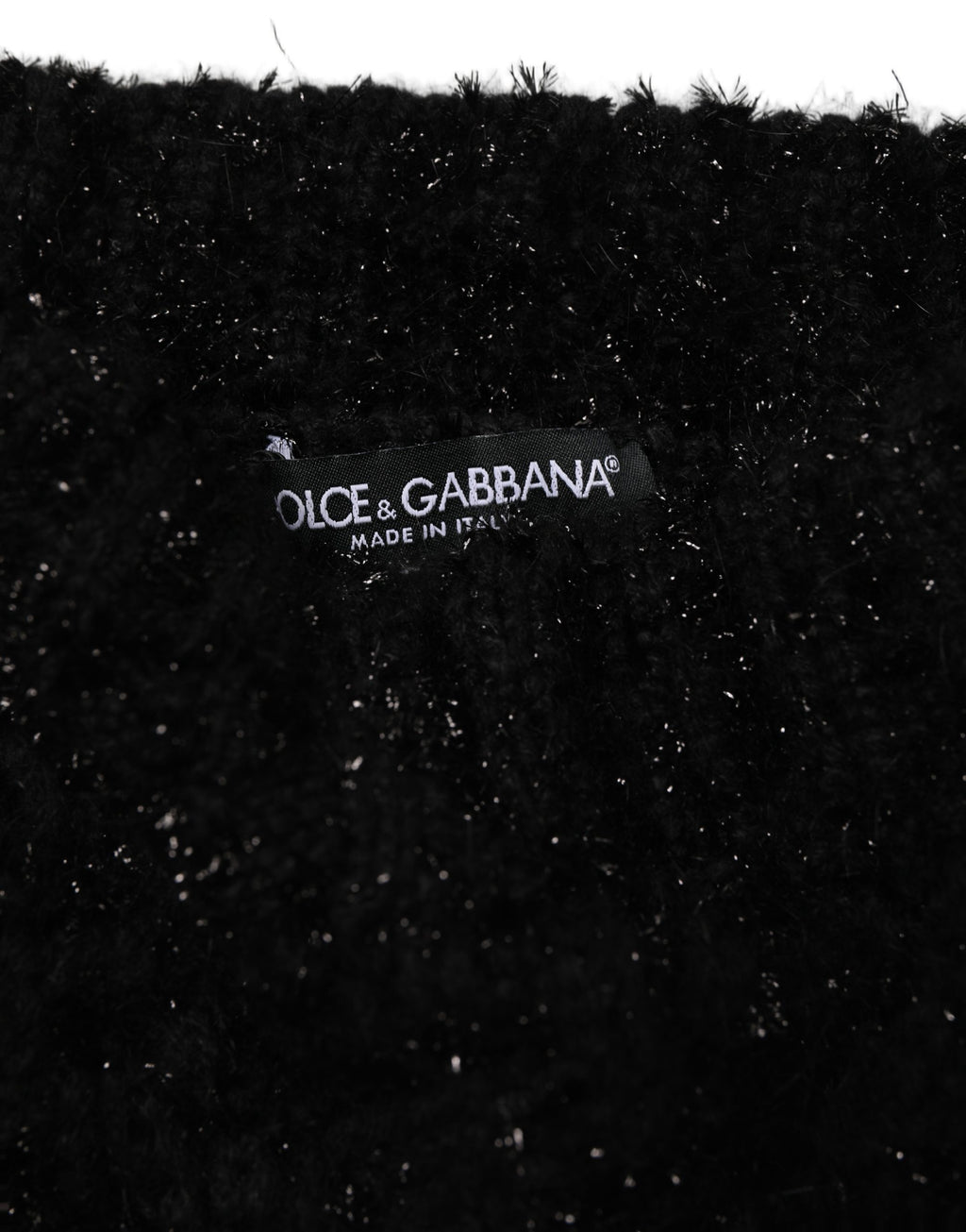 Dolce & Gabbana Men Black Cashmere Knitted Neck Warmer Scarf