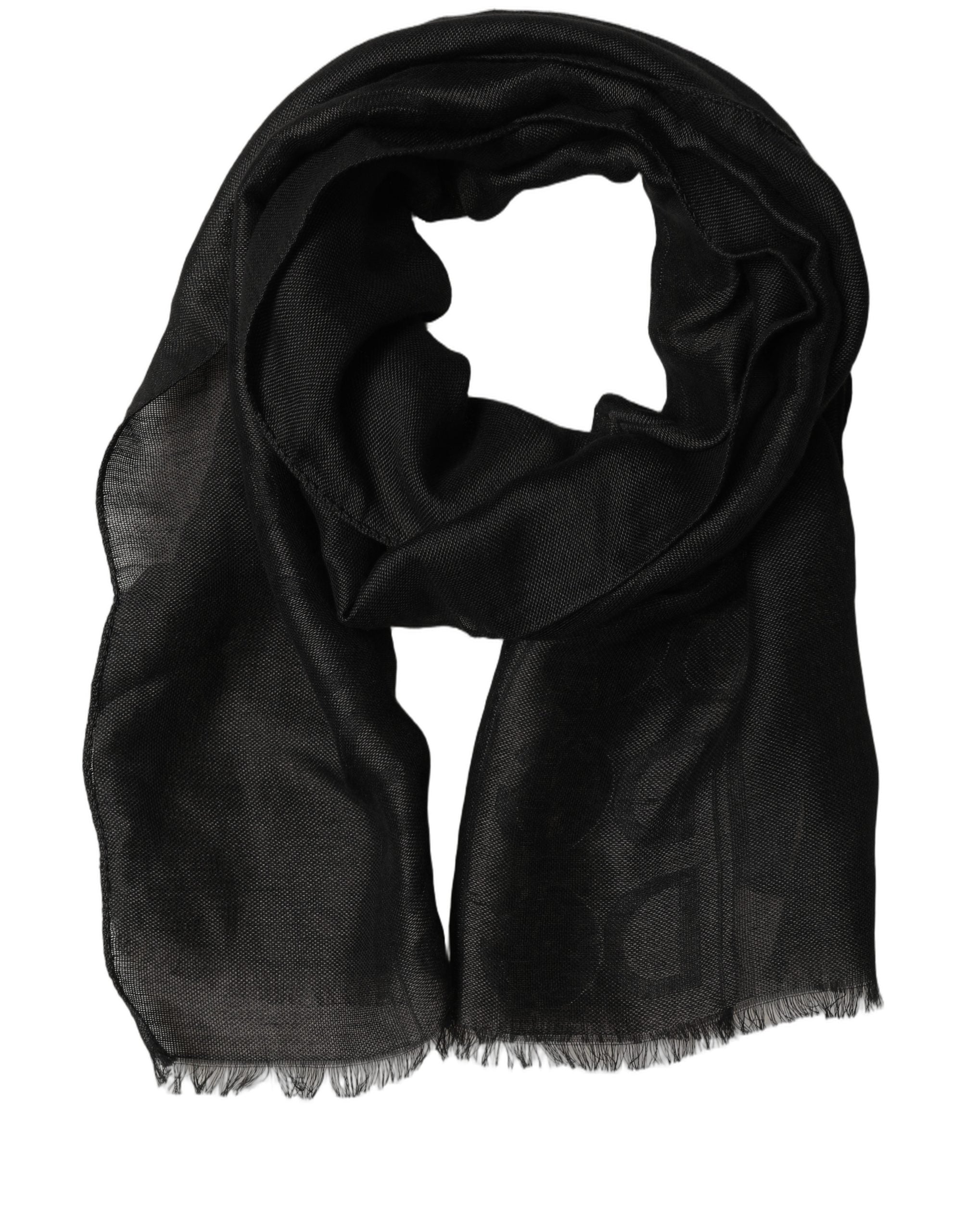 Dolce & Gabbana Black DG Logo Fringed Edge Lace Stole Scarf
