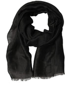 Dolce & Gabbana Black DG Logo Fringed Edge Lace Stole Scarf