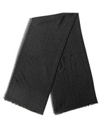 Dolce & Gabbana Men Black Viscose Polka Dot Fringe Shawl Lace Stole