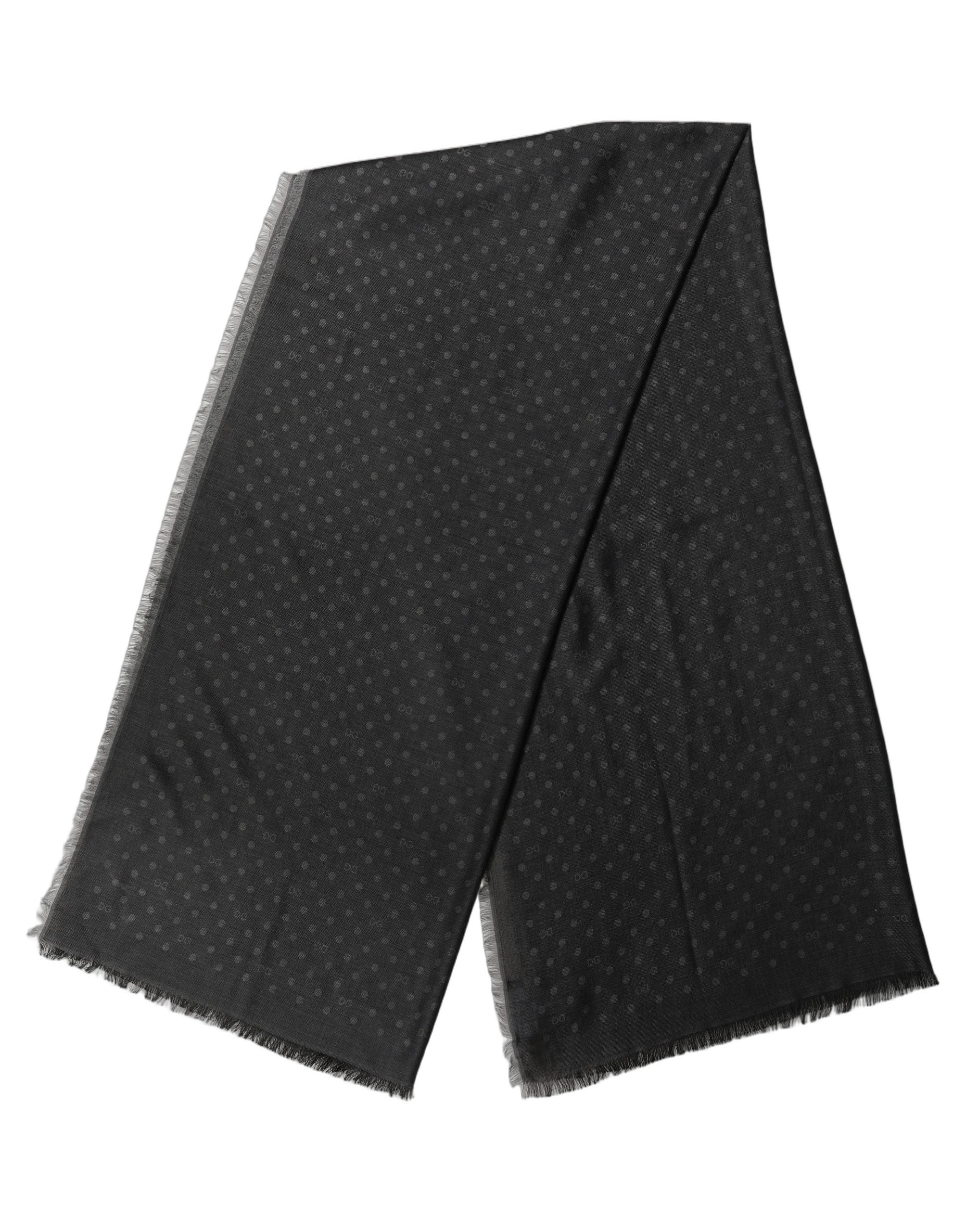 Dolce & Gabbana Men Black Viscose Polka Dot Fringe Shawl Lace Stole